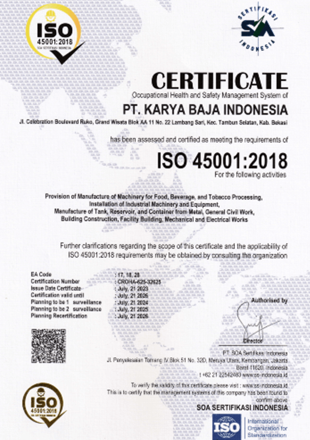 Certifications – PT. Karya Baja Indonesia